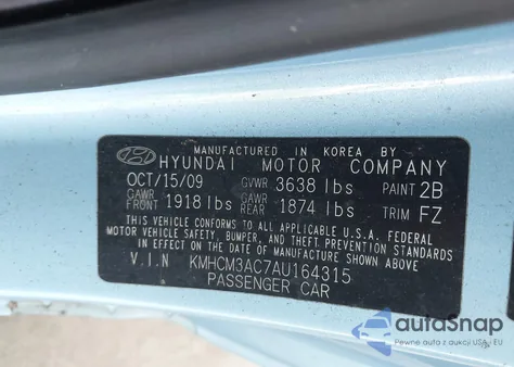 2010 Hyundai Accent Gs из США, поврежденный, VIN KMHCM3AC7AU164315